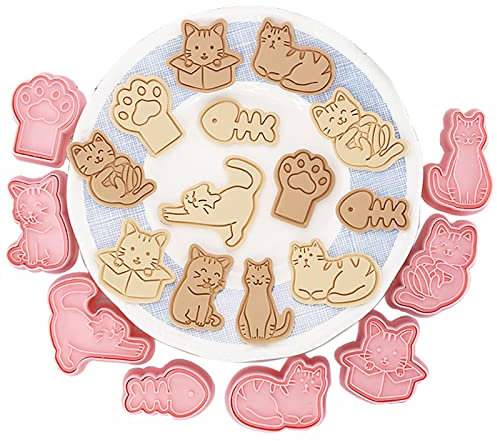 Formine per Biscotti Gatti, 8 Tagliabiscotti Animali Set, 3D Stampi Biscotti Plastica, Cookie Cutter, Taglia Biscotti, Cookie Mold, Cottura Stampo Biscotti, Formine BiscottiStampini per Decorare
