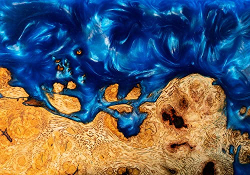 wandmotiv24 Fototapete Epoxidharz Muster Wellen blau, 200 x 140cm - selbstklebende Strukturtapete, Wanddeko, Wandbild, Wandtapete, Harz Holz Holzbrett gelb M6676