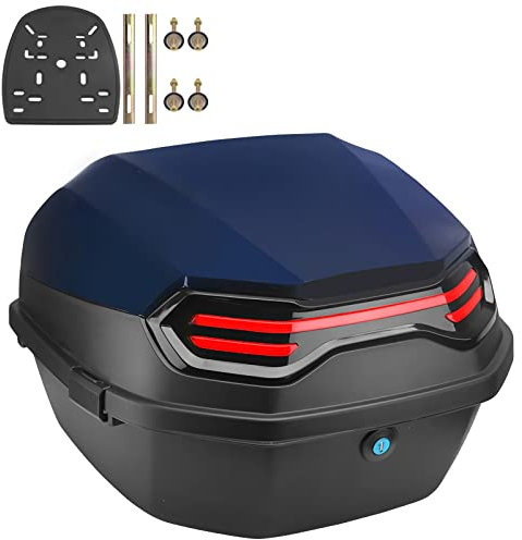 NUACOS Motorcycle Trunk Universal Motorbike Top Box Waterproof Motorcycle Tail Box with Lights Backrest Lock for Scooter Moped Back,A,11 * 15 * 15inch