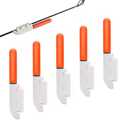 kyaoayo Lot de 5 cloches d'alarme de pêche, veilleuse à craquer, détecteur de touche LED, bâtons lumineux avec boucle, détecteur de touche de nuit pour la pêche en mer et la pêche de nuit.