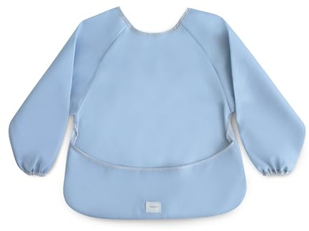 mushie Bavoir Manches Longues Bébé | Tablier Bébé pour Manger Imperméable | Ajustement Réglable pour 6-24 Mois | Couleur: Tradewinds
