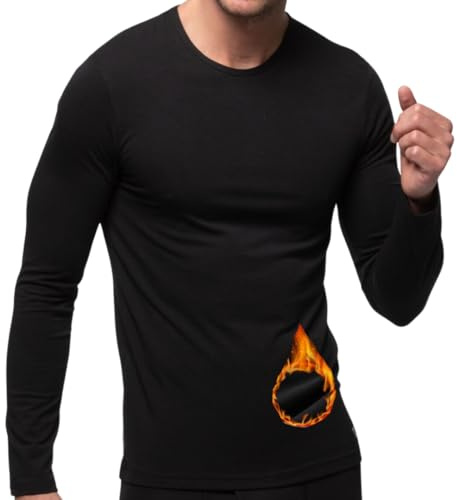 Nakloe - Camiseta termica Hombre - Termicas Hombre Manga Larga - Camiseta Interior Hombre - Cuello Redondo (M)