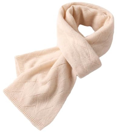 Damen-Strickschal aus Wolle, einfarbig, weich, warm, lang, hohl, beige, One size