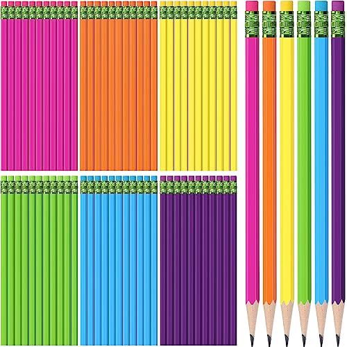 TecUnite 60 Pcs HB Pencils #2 Unsharpened Wood Cased Pencils with Eraser Hexagonal Pencil Cute Graphite No 2 Pen for Adults Gifts Exam School Office Sketching Learning(Rainbow Color, Green)