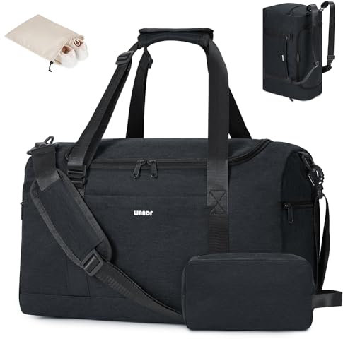 Cabin Bag 45x36x20 for Easyjet Airlines Underseat Travel With Toiletry & Shoes Compartments - Holdall Carry-on Hand Luggage for Weekend Trips (Black Patent Pending)