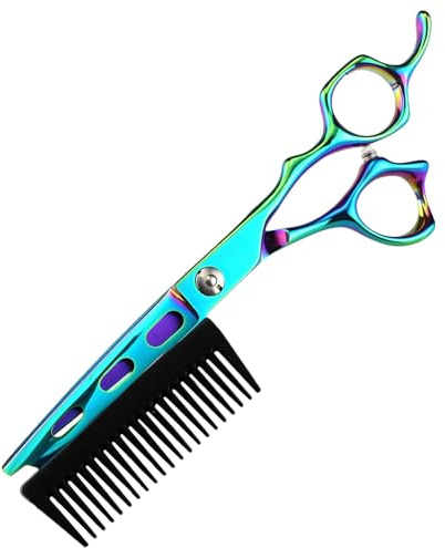 Bajbumgn Tijeras De Pelo 2 En 1 Con Peine, Tijeras De Corte De Pelo, Tijeras De Peluquero De Acero Inoxidable, Tijeras De Corte De Pelo De Peluquero Profesional De Peluquería