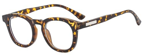LJCZKA Runde Brille Blaulicht Herren Damen, Runde Brille Ohne Stärke Anti-Müdigkeit Computerbrille für PC, TV und Handy