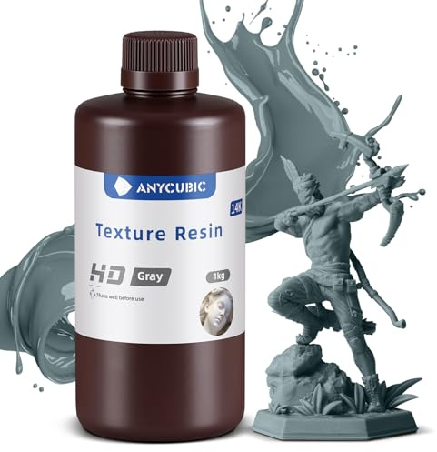 ANYCUBIC 14K Texture Resin, UV 405nm Hochpräzises 3D Resin, HD Grau 1000g | Mattes Finish, Geruchsarm, Leicht zu reinigen, Geeignet für verschiedene Miniaturszenen