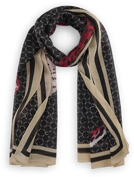 CODELLO Damen Schal aus recyceltem Polyester mit Monogramm-Muster und Leopard