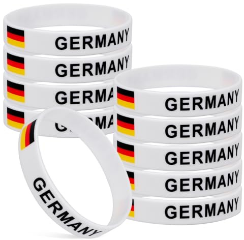 AUTSUPPL 10 Stück Silikonarmbänder Deutschland Flagge Gedruckt Weiches Sportarmband Für Fußballspiel Fanartikel Ländliches Armband Für Spiele Und Internationale Wettbewerbe