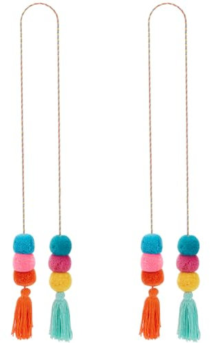Beebeecraft 2 Stück Boho Schlüsselanhänger Aus Polyester Bunt Mit Pom Pom Taschenanhänger Quaste Schlüsselanhänger Für Handtaschen Dekorationen (255mm)