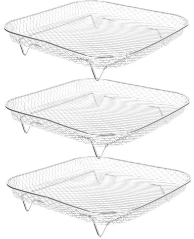 Cabilock Edelstahlblech 3 Stück Luftfritteusen Zubehör Grillzubehör Airfryer Luftfritteuse Ofenzubehör Luftfritteuse Grillrost Kreativer Grillrost Luftfritteusenständer Für Zuhause Toastständer