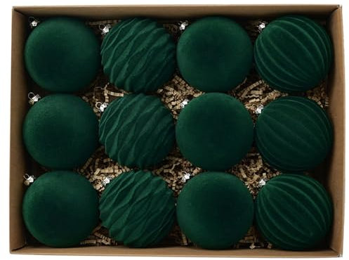 Generisch Weihnachtskugeln 8Cm Flocking Ball Weihnachtskugel Dark Velvet Christmas Ball Christbaumschmuck 12Pcs for Xmas New Year Decoration