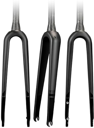 Forcella Bici Da Strada Gravel 700C Forcella Rigida Per Bici Da Strada In Fibra Di Carbonio 1-1/8 Forcella Rigida Con Tubo Conico A Sgancio Rapido 9*100mm Forcelle Anteriori Bici Freno A Disco Forcell