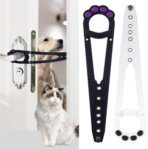 Katzentürriegel,2 Stück Verstellbare Katzentür Alternative,Türverriegelung Katze Stärkerer Flex-Türstopper Türschlösser für Haustiere,hält Hunde und Baby von Katzenklo und Futter Fern