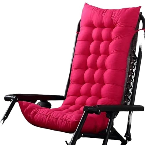MAQDDO Deckchair Cushion Rocking Chair Cushion Outdoor Garden Chair Cushion Non-Slip High-Backed Chair Pads Washable Sun Lounger Cushion For Indoor Outdoor(Rose red)