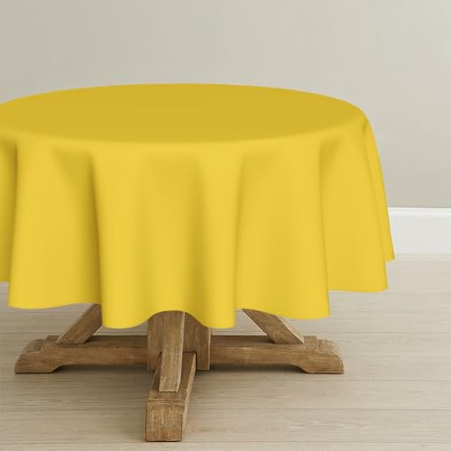Artoid Mode Gelb Fleckschutz Leinenoptik Tischdecke Rund 140 cm, Leinendecke Tischtuch Abwaschbar Tischwäsche Küche Garten Urlaub Party Dekor