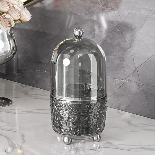 CHIRISEN Make-up-Pinselhalter mit Deckel, 360° Drehbarer Kosmetik-Organizer Mit Staubschutz, Ideal Als Geschenk Für Freundin, Frau Oder Freundinnen (Grau)
