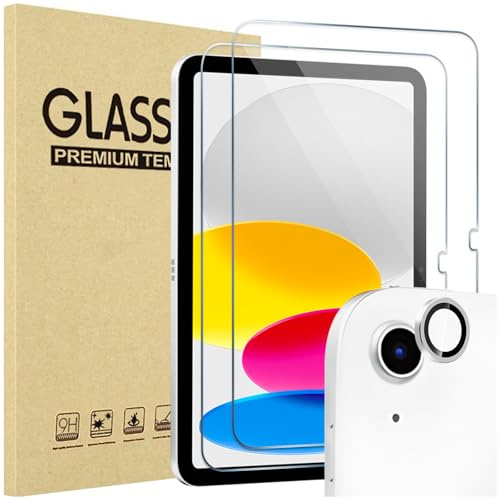 ProCase 2-pack skärmskydd för iPad A16 2025 11:e/10:e 2022 generationen (11 tum / 10,9), klart härdat glasfilmskydd med 1 kameralinsskydd – silver