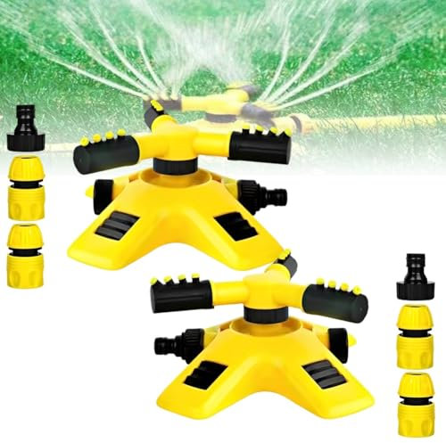 Garden Sprinklers for Lawns, Adjustable 360 Degree Rotation Lawn Sprinkler, Automatic Large Areas Adjustable Water Spray Range for Garden Plants Lawn Watering Irrigation(2 set)