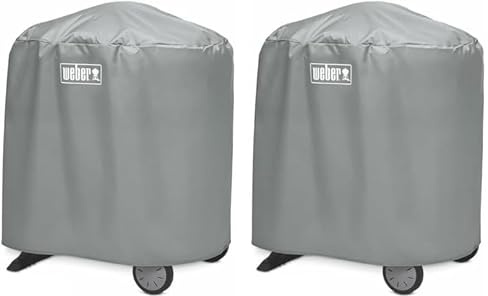 Weber Grillabdeckhaube für Q1000/2000 mit Stand, atmungsaktiv UV- & wasserbeständig, Schutz for Wind & Wetter, mit Klettverschluss zum Befestigen, Grillcover, BBQ-Abdeckung - Grau (7177)