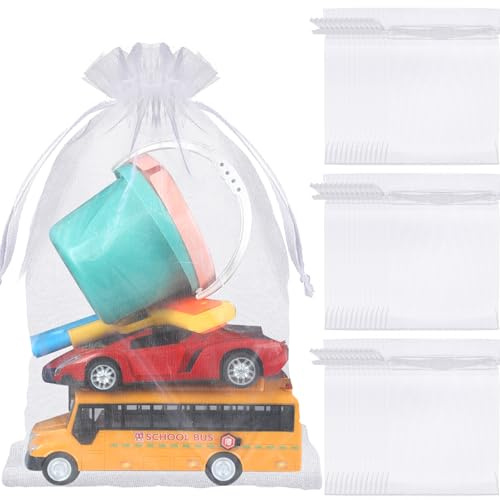 Sweetude Organza-Beutel mit Kordelzug, 40,6 x 61 cm, Weiß, extra groß, für Geschenke, Geschenkbeutel, Geschenkbeutel, Schmuckbeutel für Party, Hochzeit, Gastgeschenk, Bonbonflaschen, Probe, 60 Stück