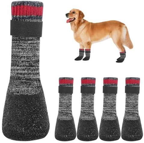 4 Stück Hundesocken Pfotenschutz Anti-Rutsch Hundesocken mit verstellbaren Riemen Hunde Schuhe Outdoor atmungsaktiv Hundeschuhe Hundesocken