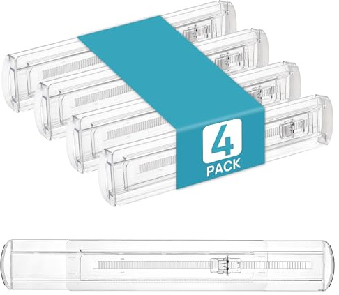Vtopmart 4 Pack Schubladentrenner, Schubladentrenner Verstellbar (25.91-41.91cm), Transparente Schubladenteiler für Schubladen Organizer, Schminktisch, Badezimmer