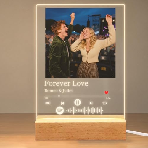 ABirdon Placa Spotify Personalizada con Foto,Marco de Fotos de Canción o Portada de Álbum Personalizado, Regalo Único para Novio o Novia, Ideal para Navidad o San Valentín
