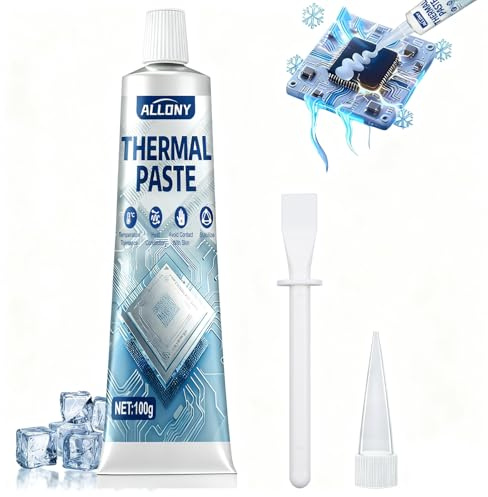 Allony Thermal Paste, Pasta Térmica, Pasta Termica PC, Pasta Termica Procesador, Alta Conductividad Térmica, Disipación de Calor, Blanco Cooler PC para LED, CPU, GPU Componentes Electronicos, 100g
