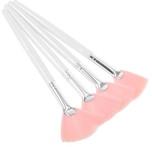 Mobestech 4 Stück Fächerpinsel für Gesichtsmake Up mit Kunststoffgriff und Nylondraht Weich für Konturieren und Samtige Haut für Professionelle Make Up Anwendung