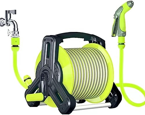 Enrouleur de tuyau d'arrosage léger et portable, chariot pour tuyau d'arrosage, support de rangement pour tuyau d'arrosage de villa (couleur : vert, taille : chariot pour tuyau + tuyau de 40 m)