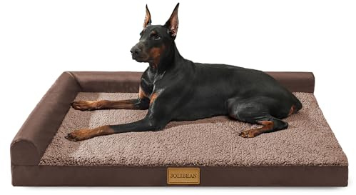 Jolibean Orthopedic Large Dog Bed Washable Pet Sofa Bed 106X71cm Brown | 2-Sided Bolster Egg-Crate Foam Dog Couch Large Sized Dogs, Waterproof Removable Cover, Nonskid Bottom Pet Crate Mat