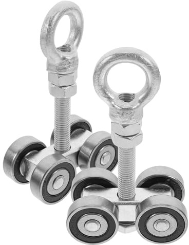 Ipetboom Ensemble de Rouleaux Silencieux pour Porte Coulissante Métal Argenté avec Boulons et Écrous de Levage, Capacité Lourde, Installation Facile pour Maison et Industrie