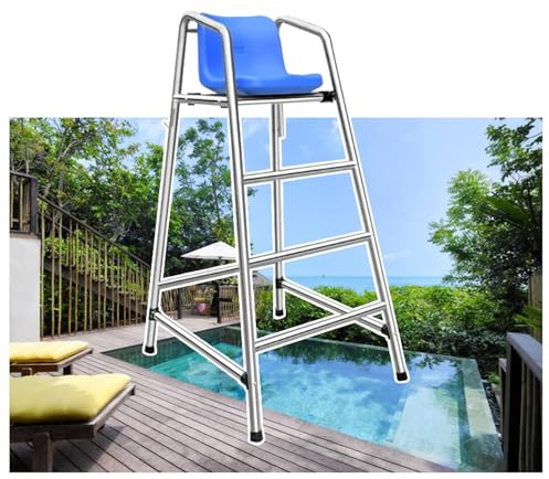 Rettungsschwimmerstühle, Rettungsschwimmer-Hochstuhl mit Sonnenschutz, Poolleiter aus Edelstahl 304, Rettungsbeobachtungssitz für den Innen- und Außenbereich (180 cm) – Sicherheit und Langle