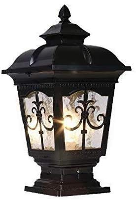 BMLOLMB Lamp Post Lights Outdoor Column Lamp Outdoor Waterproof Glass Lantern Country Lawn Lamp Garden Way Street Light Villa Patio Pillar Post Lamp Park Decor Landscape Light,Noir