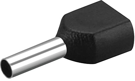 Heschen TE1508 AWG Terminali doppi a tubetto isolato, 16 x 2/1,25 mm² x 2, lunghezza 8 mm, colore nero, confezione da 1000