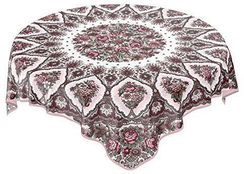 ANRO Wachstuchtischdecke Wachstuch Wachstischdecke Tischdecke Blumen Strauß für runde Tische 136x136cm Rosa Lila