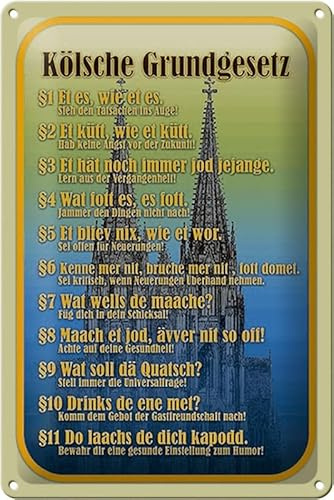 Blechschild 20x30cm gewölbt Kölsche Grundgesetz Köln Sprüche Deko Geschenk Schild