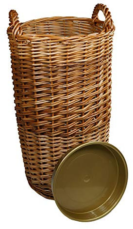 khevga Schirmständer – Eleganter Regenschirm-Ständer aus Weide, dekorative Aufbewahrung für Regenschirme, Spazierstöcke oder Accessoires, Vintage-Stil