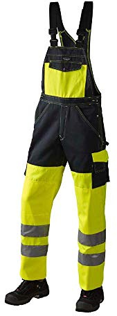 J.A.K. 1110785B088 Serie 11107 - Peto de trabajo (70% poliéster y 30% algodón, talla EN 20471, clase 2, 50 L), color amarillo y azul marino