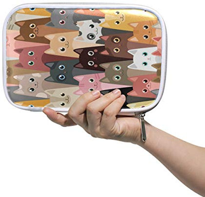 RXYY Federmäppchen Komisch Katze Tier Muster, Halter Mäppchen Reißverschluss Schreibwaren Reise Beutel Bürste Kosmetik Stifttasche für Schule Mädchen Jungs