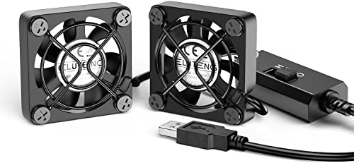 ELUTENG Dual 40mm USB Fan with 3 Speeds Adjustable 5V PC Fan Max 5500RPM 40mm * 40mm * 25mm Mini Case Fan Quiet Computer Fan Compatible for PC, TV Box, Router, Xbox, PlayStation