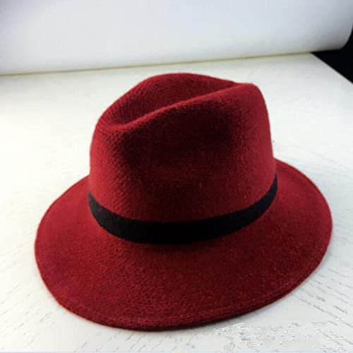 Sonnenhut Strohhut Hut Damen Filzhüte Frauen Vintage Caps Wolle Fedora Warm Jazz Hut Weiblich Panama Hut-Rot_One_Size