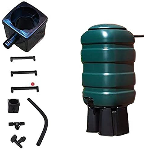 Fine Garden 100L Water Butt Kit with Stand, Tap, Hose, T-Piece, Diverter Complete Rainwater Collector for Eco-Friendly Gardening and Water Conservation and Water with Easy Installation.