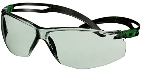 3M SecureFit 500 Gafas de seguridad, montura verde/negro, recubrimiento antirrayaduras+ (K), lente gris IR 1.7, SF517ASP-GRN-EU
