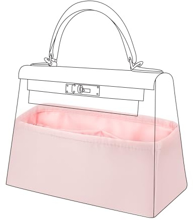 DGAZ Satin Handtaschen Organizer für Kelly 25, Bag Organizer, Rosa | Luxuriöse Satin-Innentasche, Perfekte Passform, Sanfter Schutz, Leicht