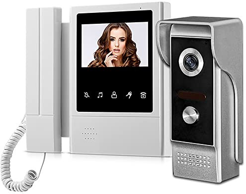 HERNAS Smart Videocitofono Sistema Videocitofono Schermo a colori TFT da 4,3 pollici con telecamera impermeabile 700TVL Visione notturna IR Campanello video cablato per la sicurezza domestica