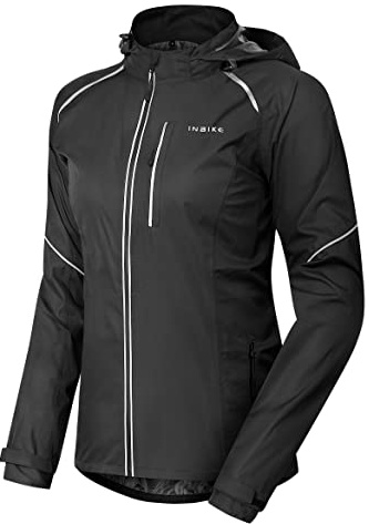 INBIKE Chubasquero Cortavientos Chaqueta Ciclismo Mujer Impermeable Bicicleta Antiviento Trekking Senderismo Montaña Outdoor Ropa de Lluvia Negro M
