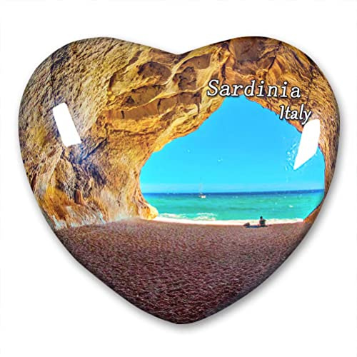 Italien Sardinien Kühlschrankmagnet Kühlschrank Aufkleber Kollektion Deko Magnet Reise Souvenir Herz Kristall Glas, 5.1cm*4.5cm*1.1cm